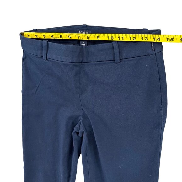 J.CREW Winnie Pants Womens Navy Blue Cotton Stretch Side Zip Flat Front Size 4 - Picture 10 of 14